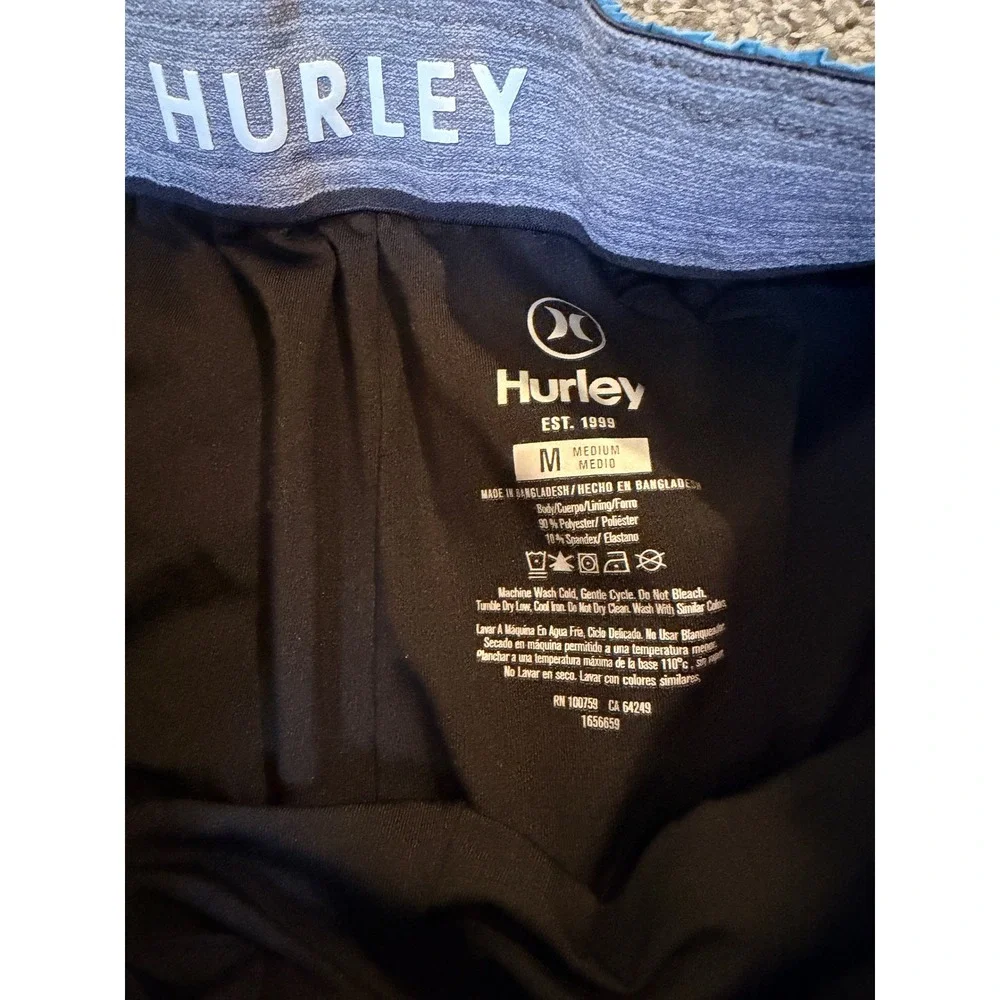 Hurley Mens Teal Space Dye Swim Shorts Medium Compression Liner Trunks